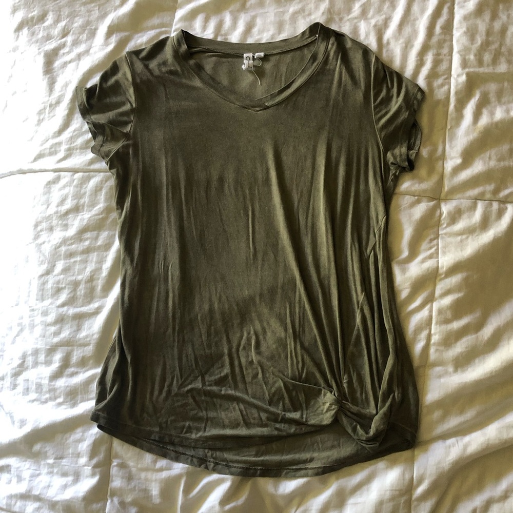 Army green T-Shirt with tie on bottom left